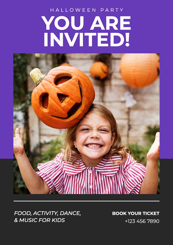 Halloween party poster template, editable text and design