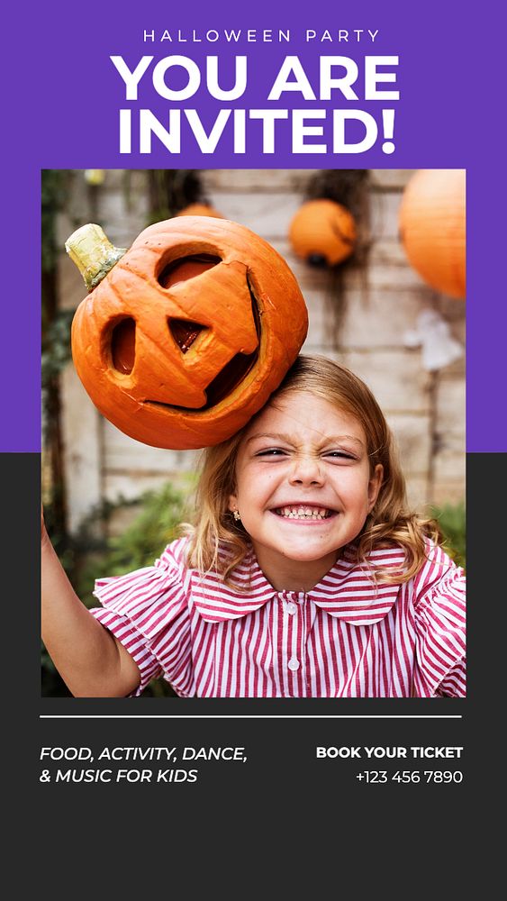 Halloween party Instagram story template, editable text