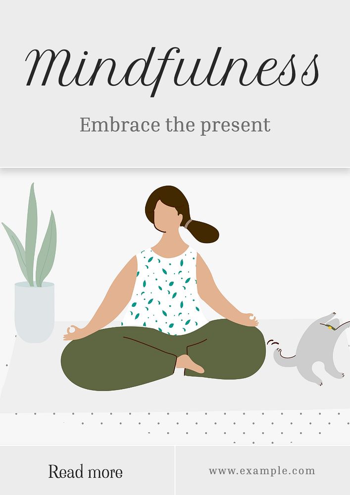 Mindfulness  poster template, editable text and design