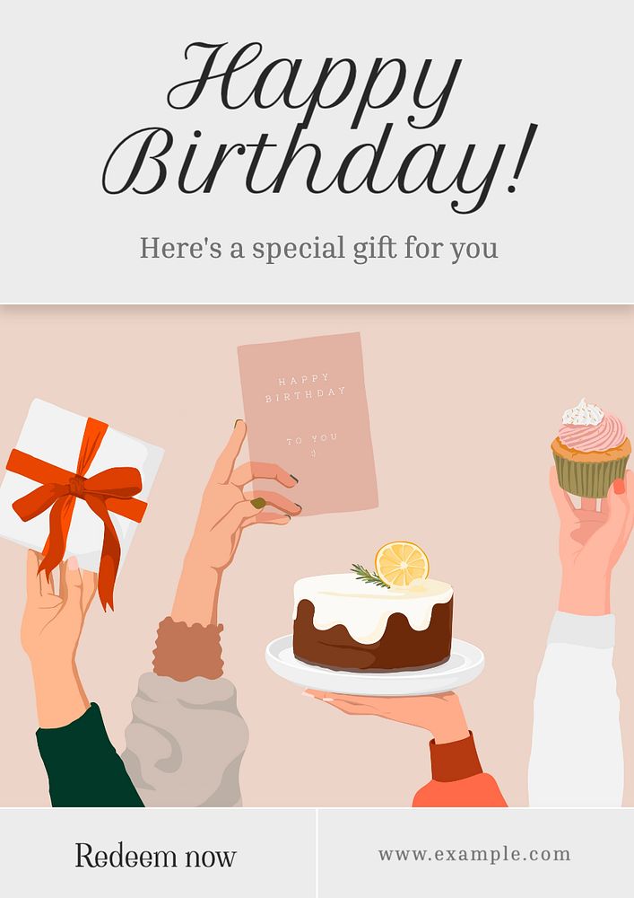 Happy birthday  poster template, editable text and design