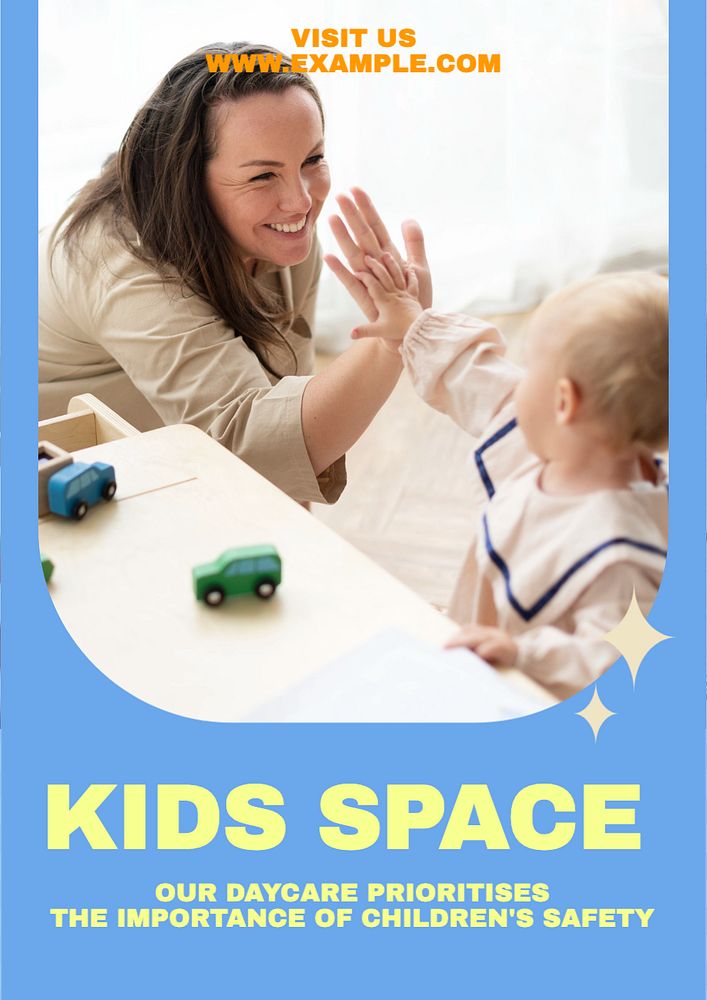 Kids space poster template, editable text and design