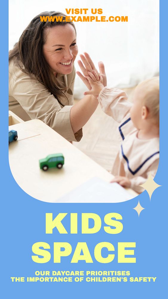 Kids space Instagram story template, editable text