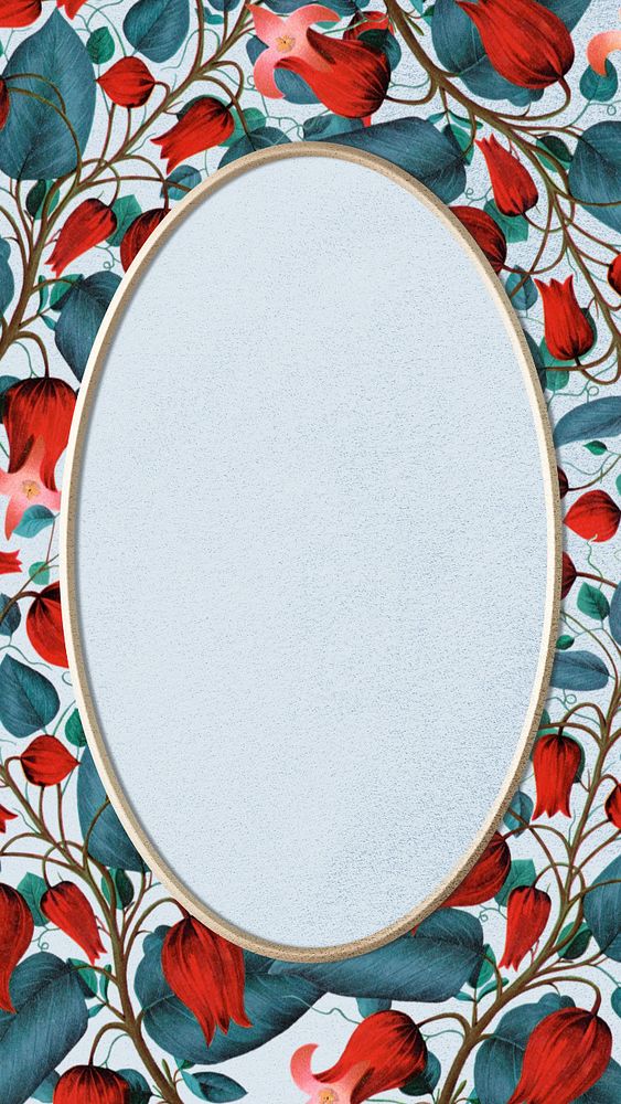 Red flower frame, iPhone wallpaper, editable design