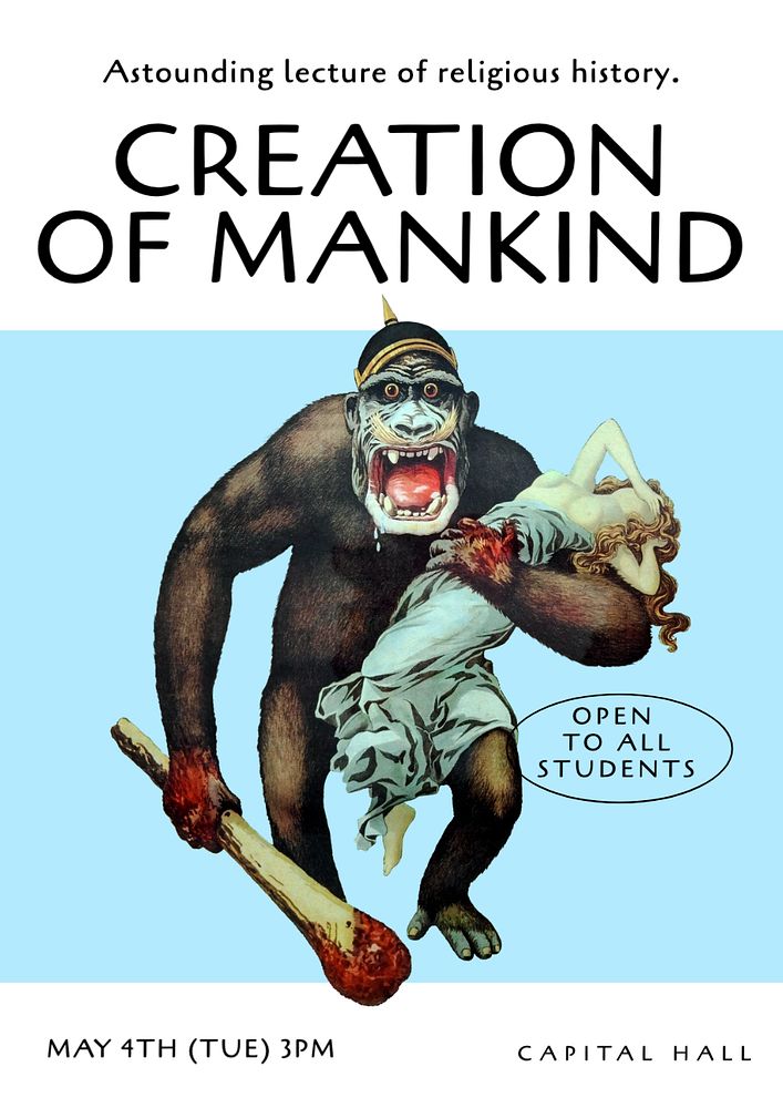 Creation of mankind  poster template, editable text and design