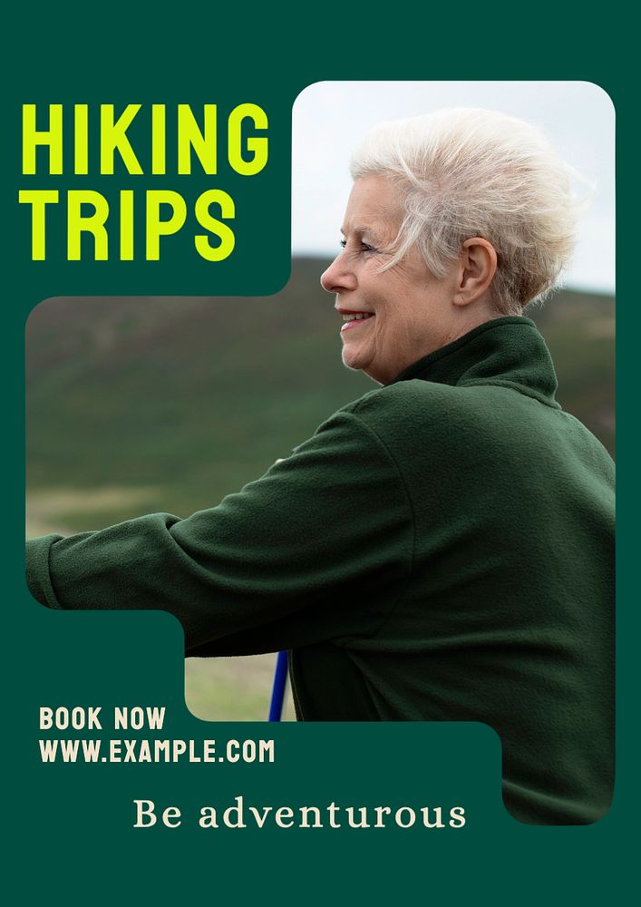 Hiking trips  poster template, editable text and design