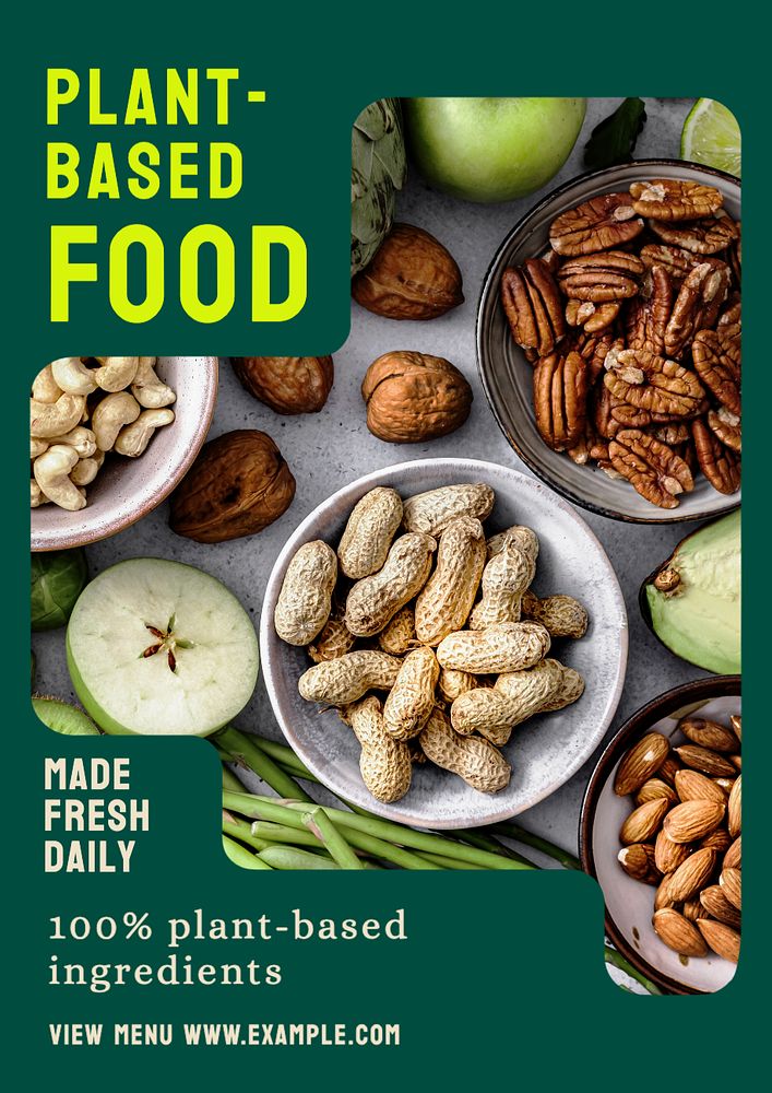 Plant-based food  poster template, editable text and design