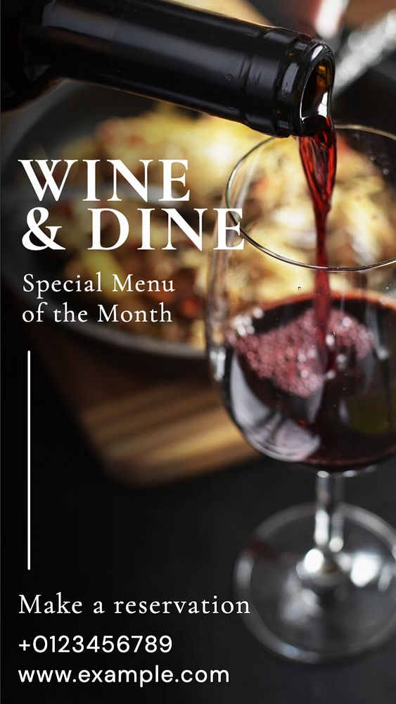 Wine & dine  Instagram story template, editable text