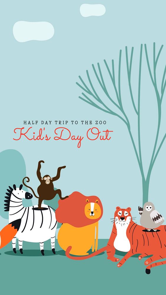 Zoo trip  Instagram story template, editable text