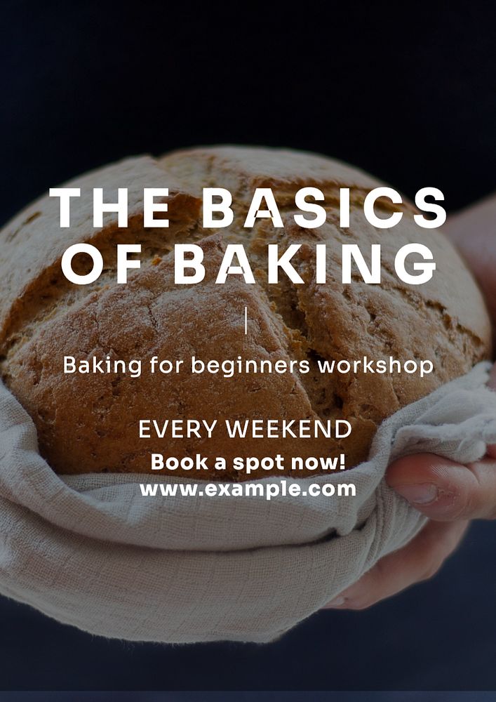 Baking workshop poster template, editable text and design