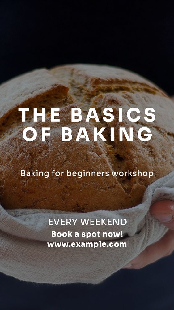 Baking workshop  Instagram story template, editable text