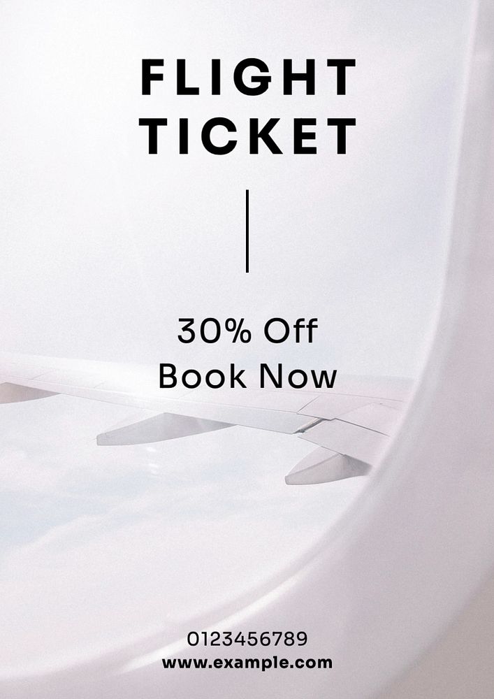 Flight ticket  poster template, editable text and design