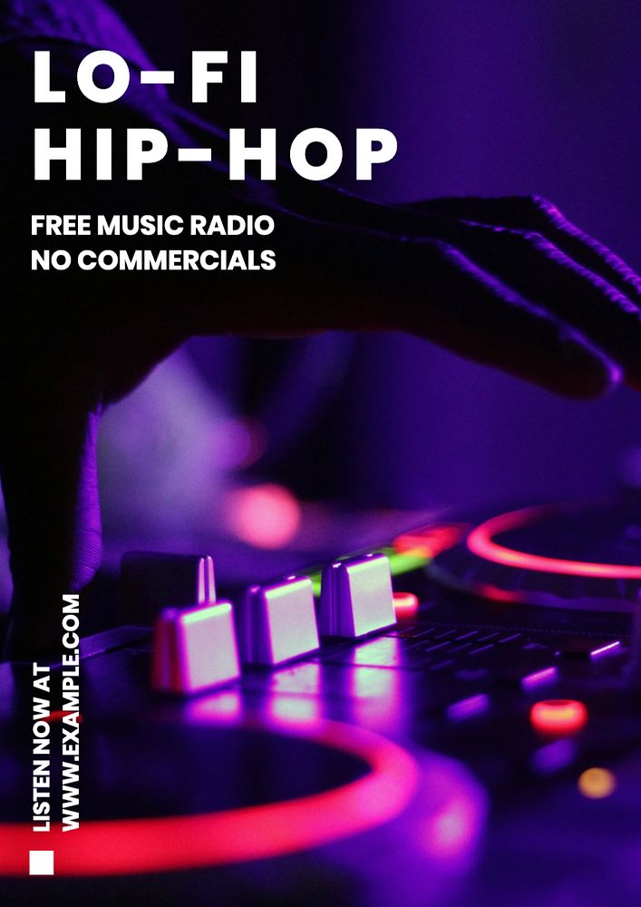 Hip-Hop radio  poster template, editable text and design