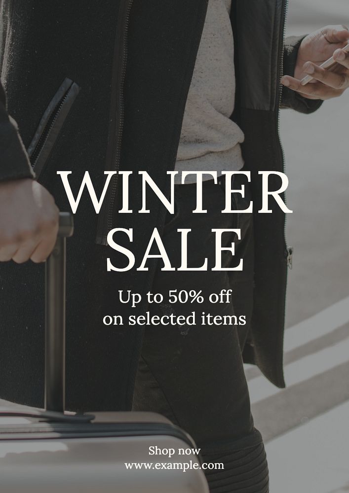 Winter sale  poster template, editable text and design