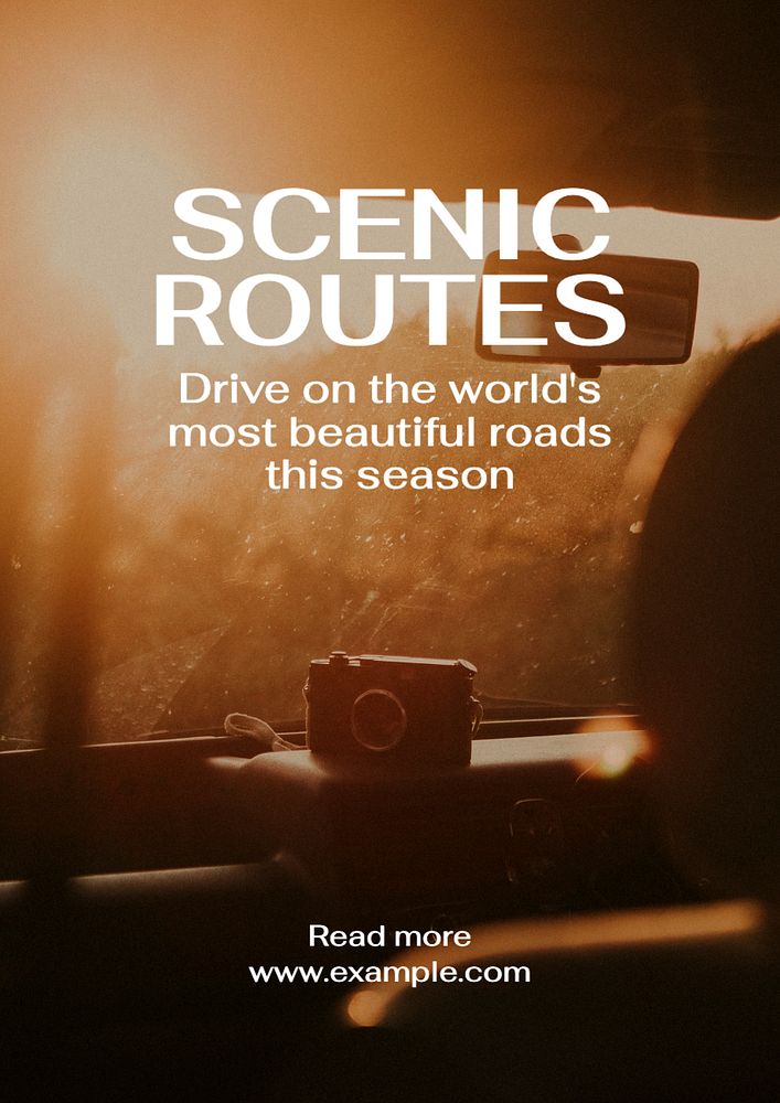 Scenic routes  poster template, editable text and design