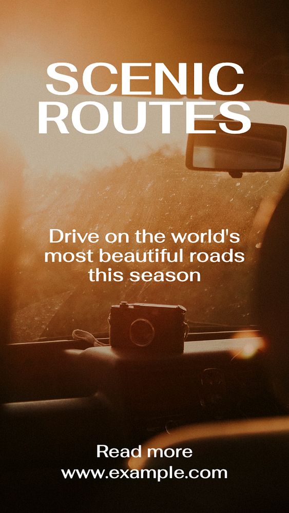 Scenic routes  Instagram story template, editable text