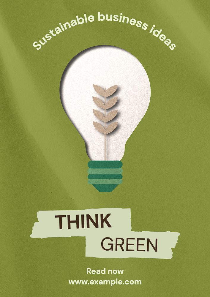 Think green   poster template, editable text and design