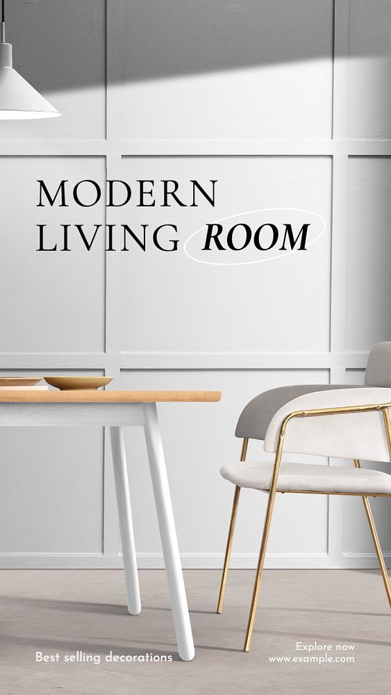 Modern living room  Instagram story template, editable text