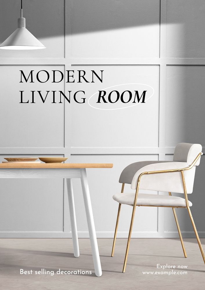 Modern living room  poster template, editable text and design