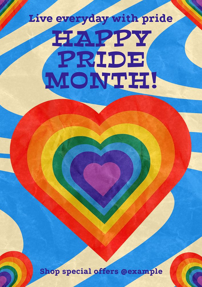 Happy Pride Month poster template, editable text and design