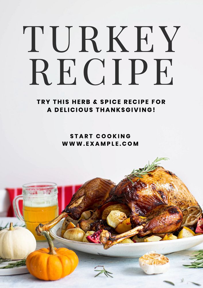 Turkey recipe poster template, editable text and design