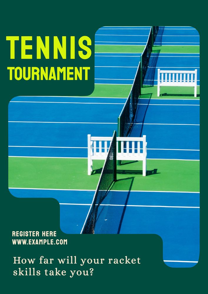 Tennis tournament  poster template, editable text and design