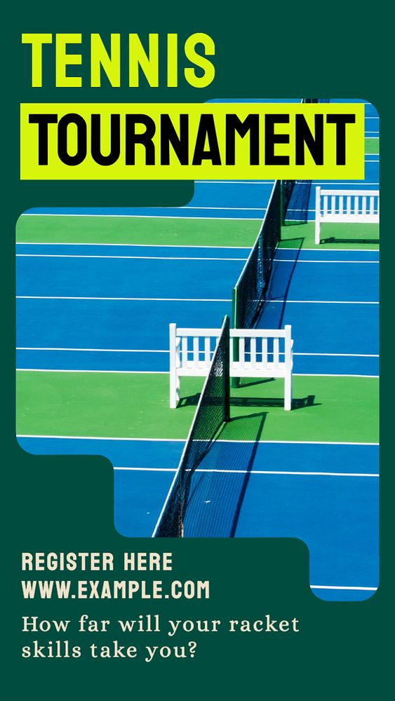 Tennis tournament  Instagram story template, editable text