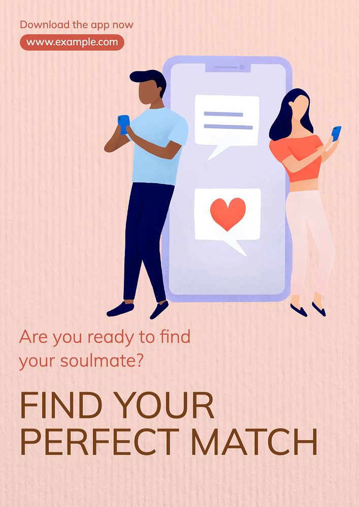 Online dating  poster template, editable text and design