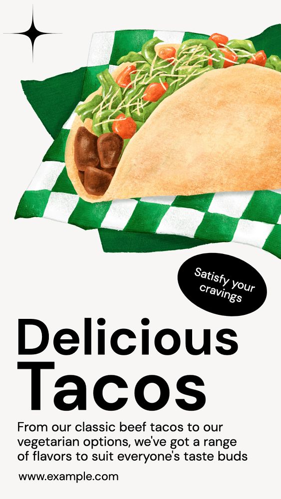 Delicious tacos Instagram story template, editable text