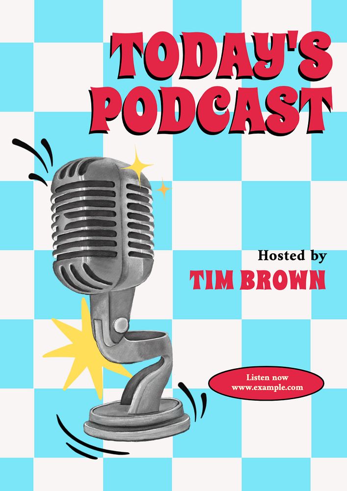 Podcast streaming  poster template, editable text and design