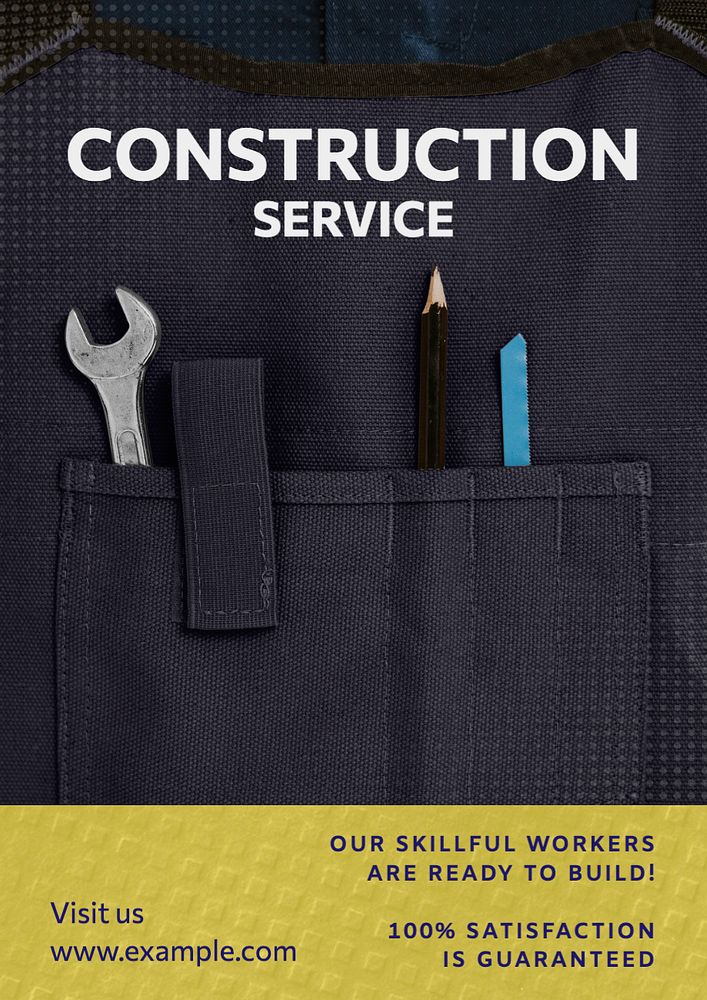 Construction service  poster template, editable text and design