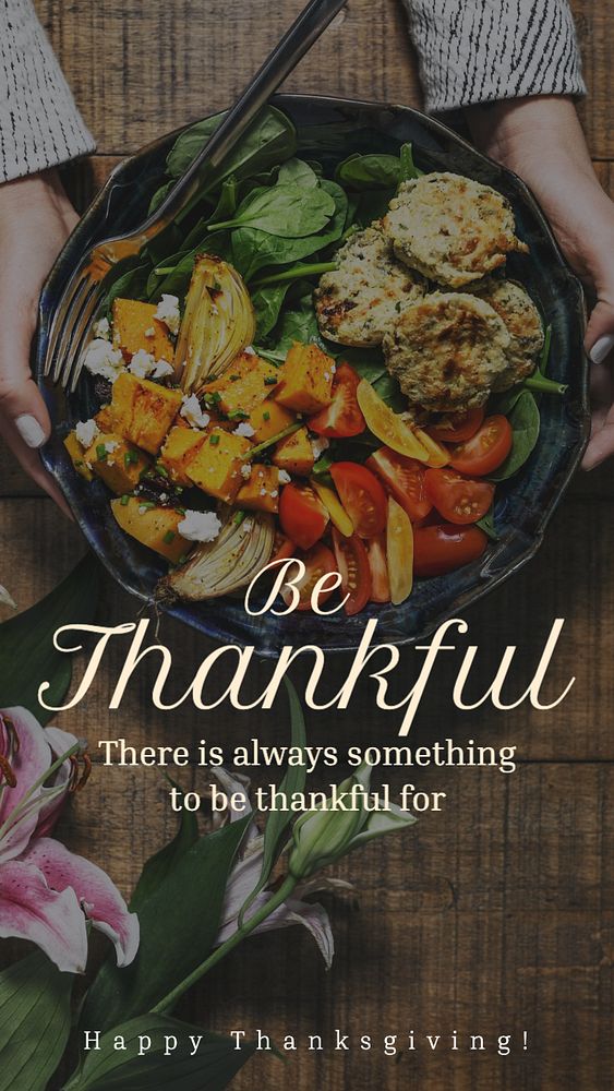 Be thankful, Thanksgiving Instagram story template, editable text