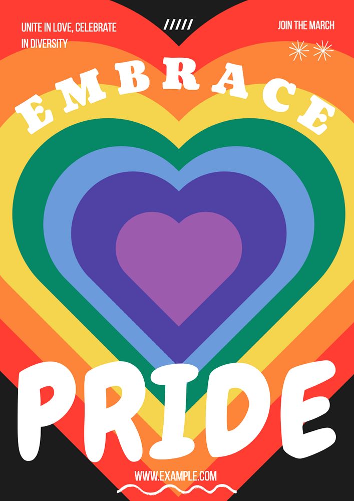 Embrace pride march poster template, editable text and design