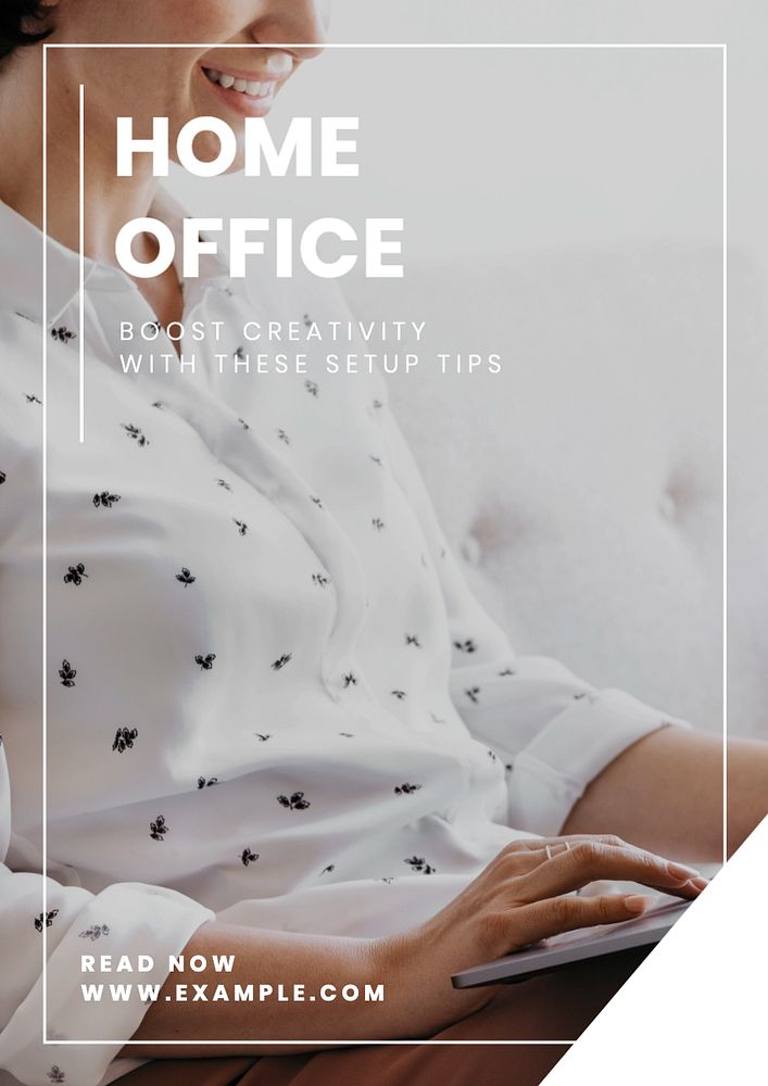 Home office  poster template, editable text and design