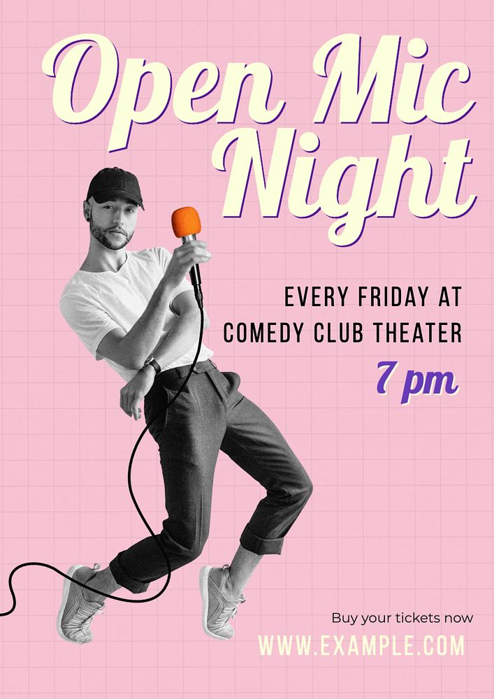 Open mic night  poster template, editable text and design