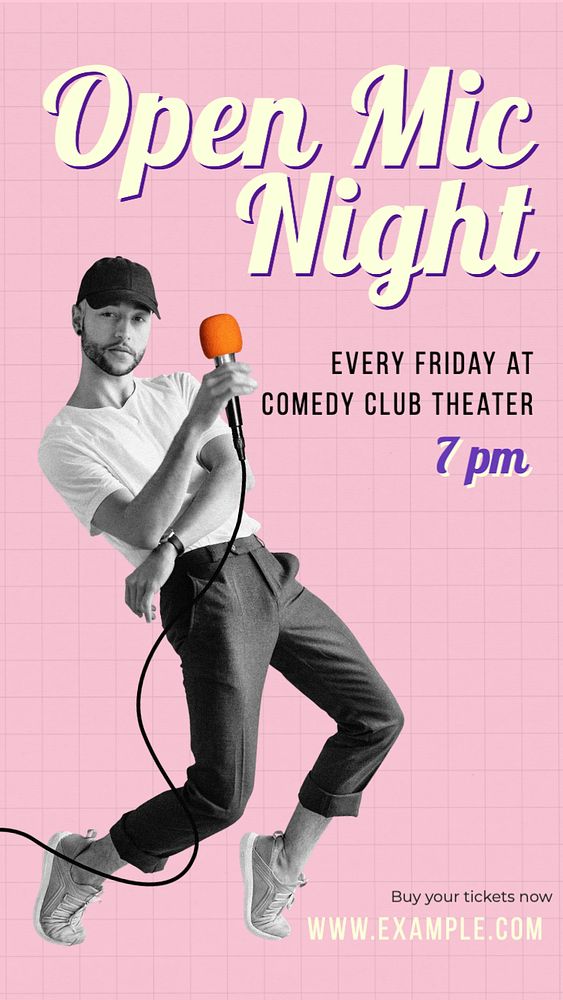 Open mic night  Instagram story template, editable text