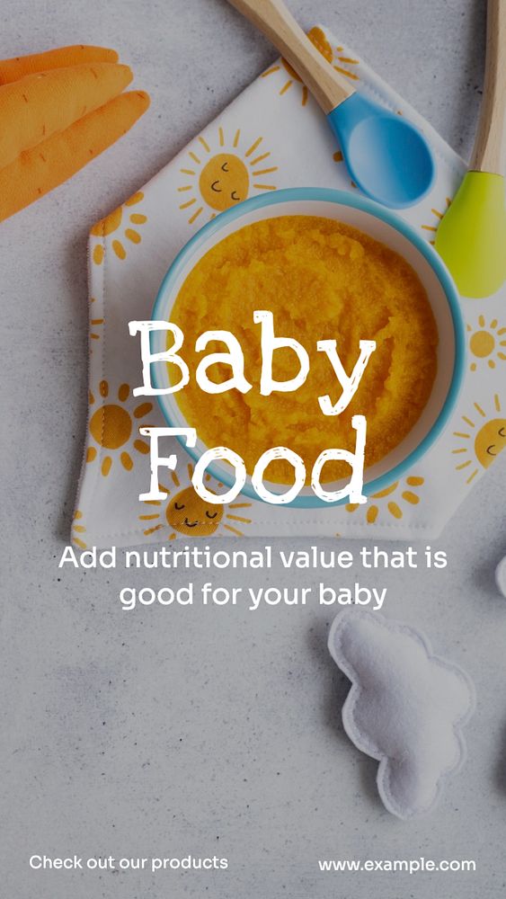 Baby food  Instagram story template, editable text