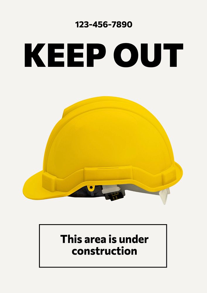 Construction safety poster template, editable text and design