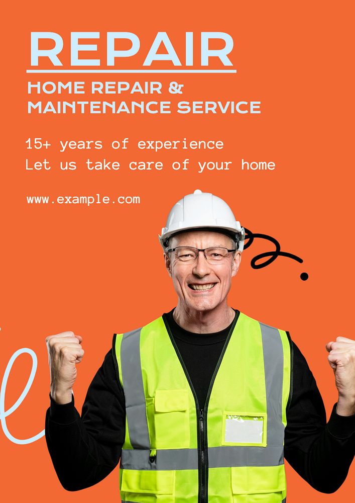 Home repair service poster template, editable text and design