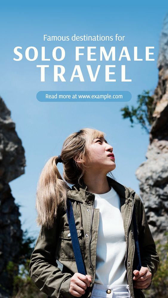 Female travel  Instagram story template, editable text