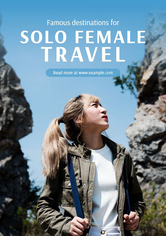 Female travel  poster template, editable text and design