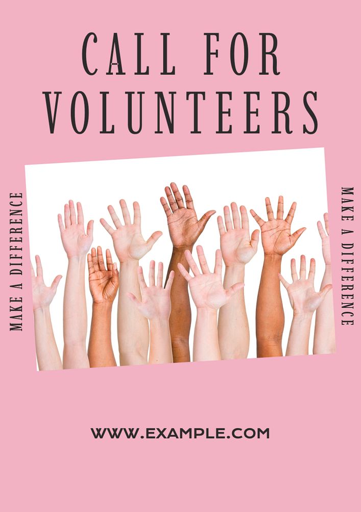 Call for volunteers  poster template, editable text and design