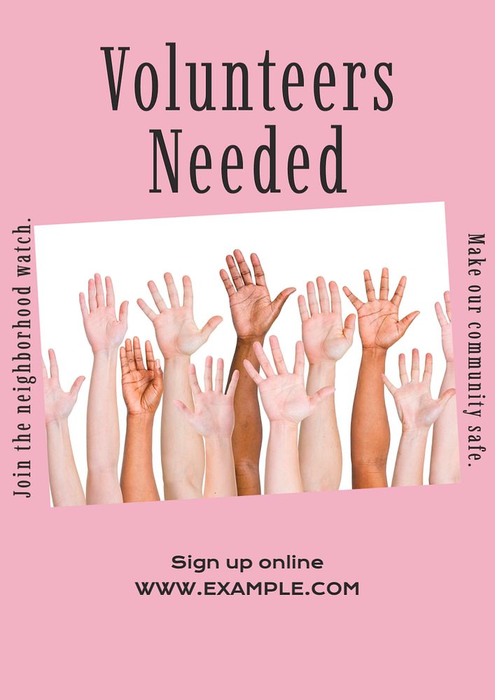 Volunteer needed  poster template, editable text and design