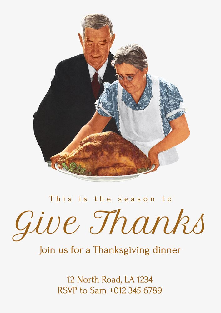 Thanksgiving dinner poster template, editable text and design