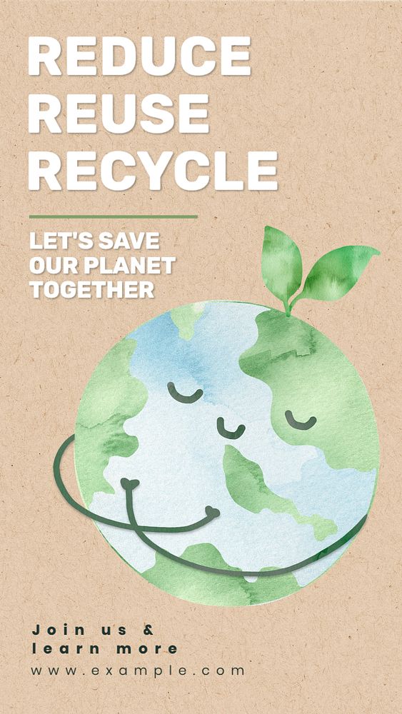 Reduce reuse recycle  Instagram story template, editable text