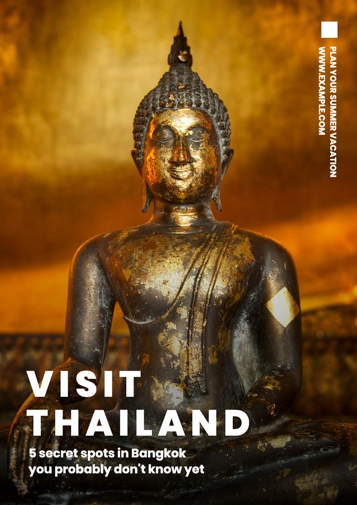 Visit Thailand  poster template, editable text and design