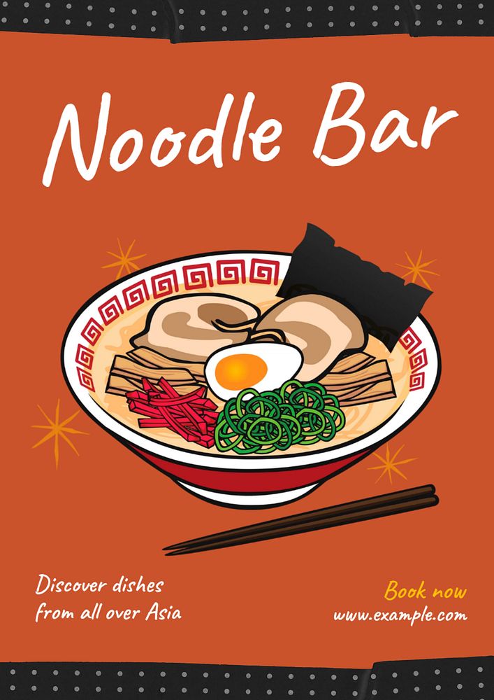 Asian noodle bar  poster template, editable text and design