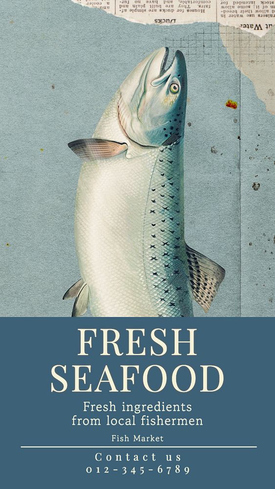 Fresh seafood Instagram story template, editable text