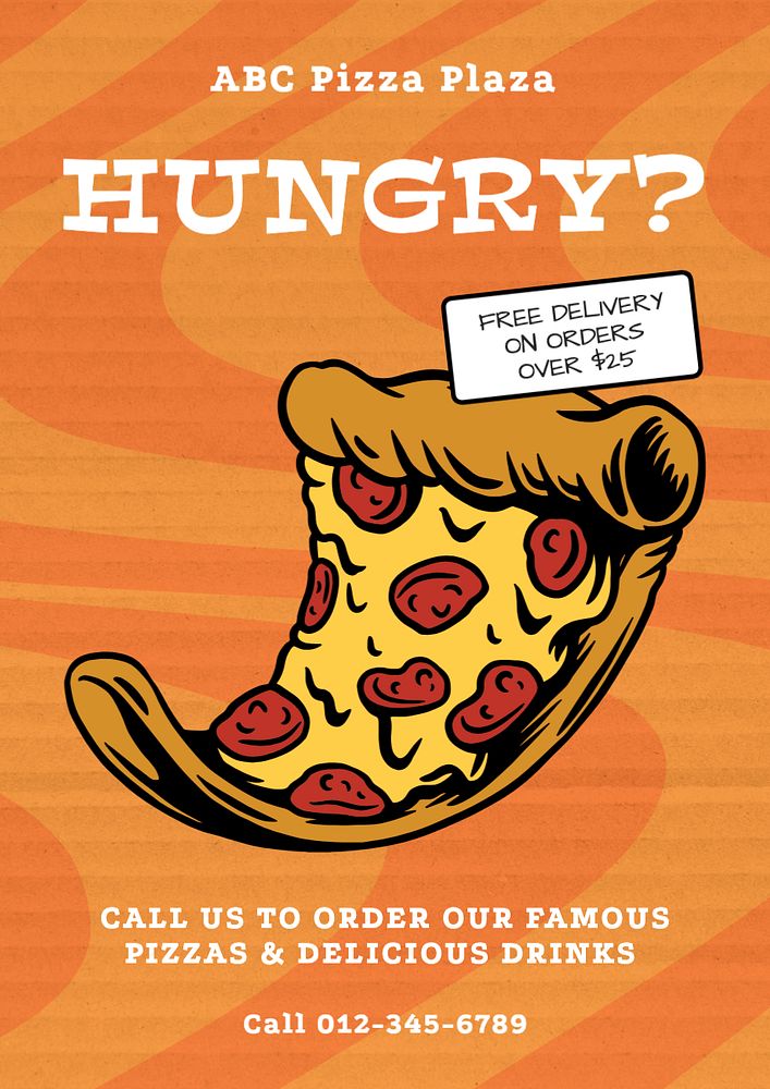 Pizza delivery poster template, editable text and design