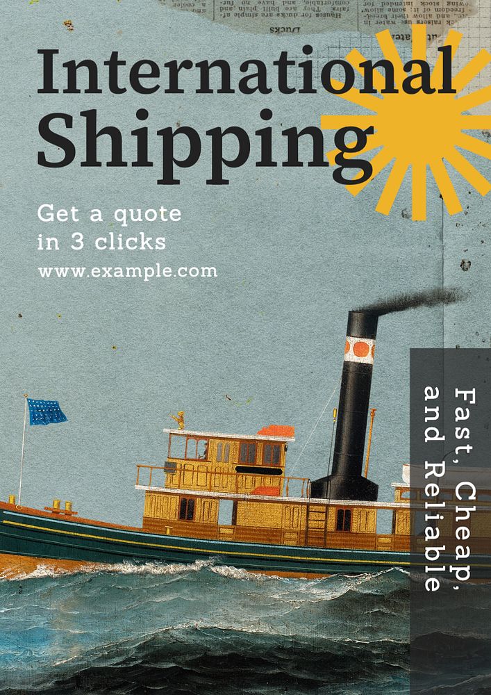 International shipping  poster template, editable text and design