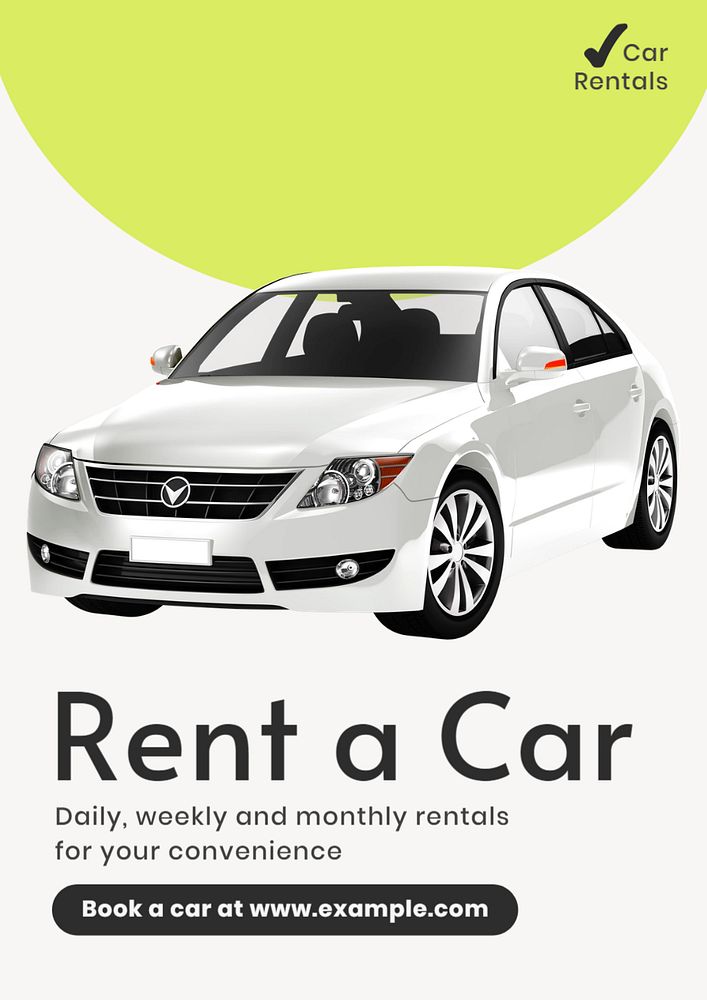 Car rental  poster template, editable text and design